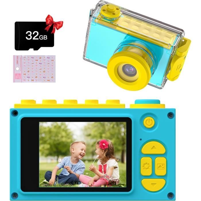 Appareil Photo Enfant Étanche Ushining 1080P - Écran 2 Pouces, Carte 32G Incluse, Cadeau 3-12 Ans