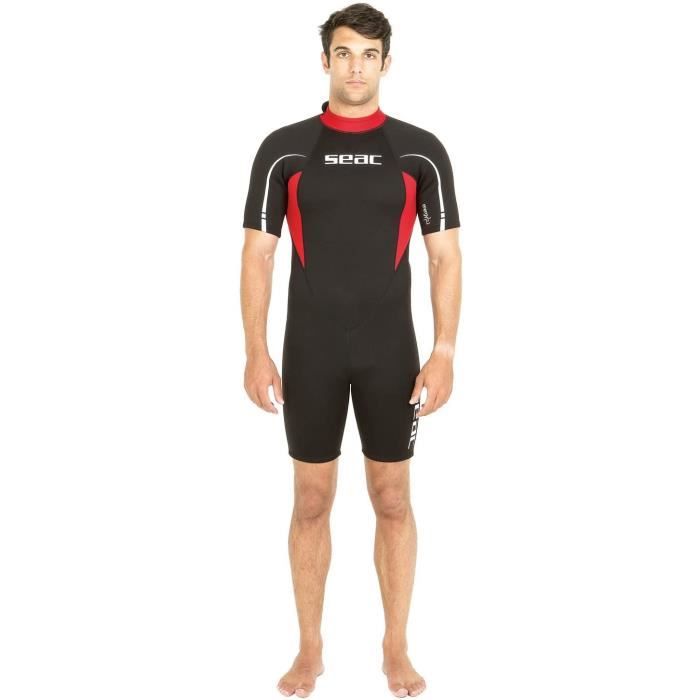 seac relax shorty 2.2mm idéale pour snorkeling, plongée, natation et activités nautiques homme, noir/rouge , xxxxl -