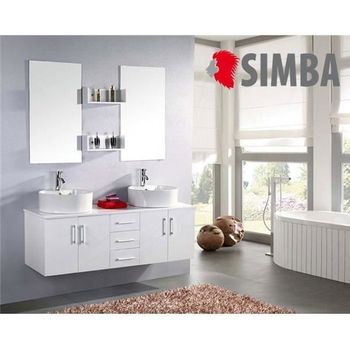Meuble Salle De Bain Double Vasque Luxe Beau Meuble Double Vasque 150 Cm Blanc Mod White Lion Achat Vente Lavabo Vasque Meuble Salle De Bain Double Cdiscount