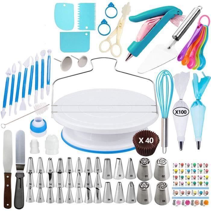 Plateau Tournant Gâteau 39 Pièces WisFox - Kit Complet Décoration Pâtisserie Avec Douilles Et Spatules