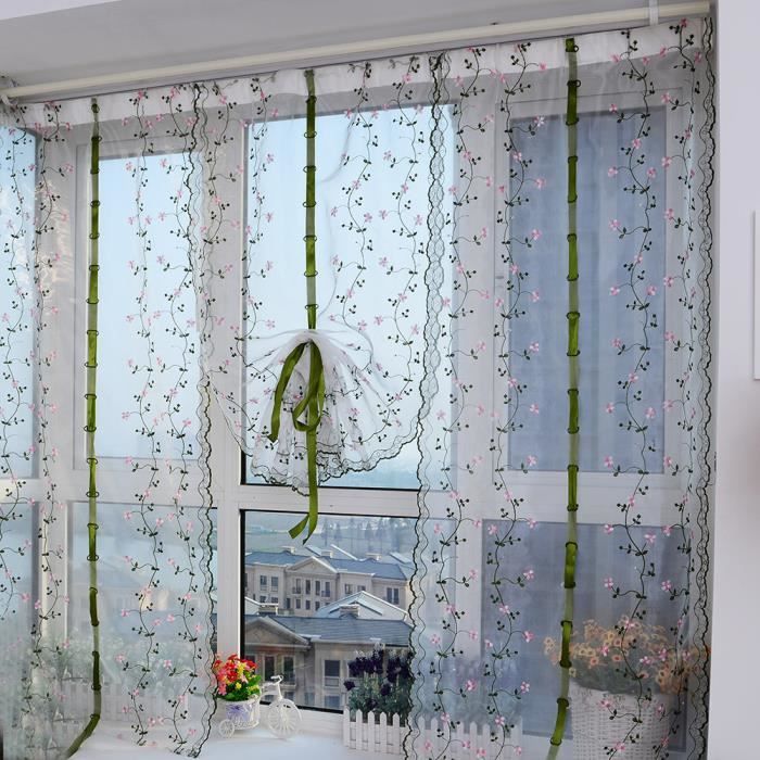Rideau Tulle Étoilé à Paillettes ECOSWAY - 100x200cm, Bleu Foncé, Pour Séjour/Chambre