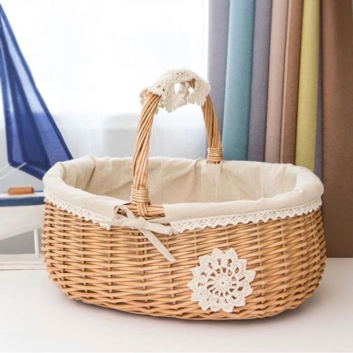 Panier Rangement Cuir Avec Poignée - Idéal Pour Vin, Fleurs, Fruits, Magazines, Fêtes Et Noël (noir) - 10