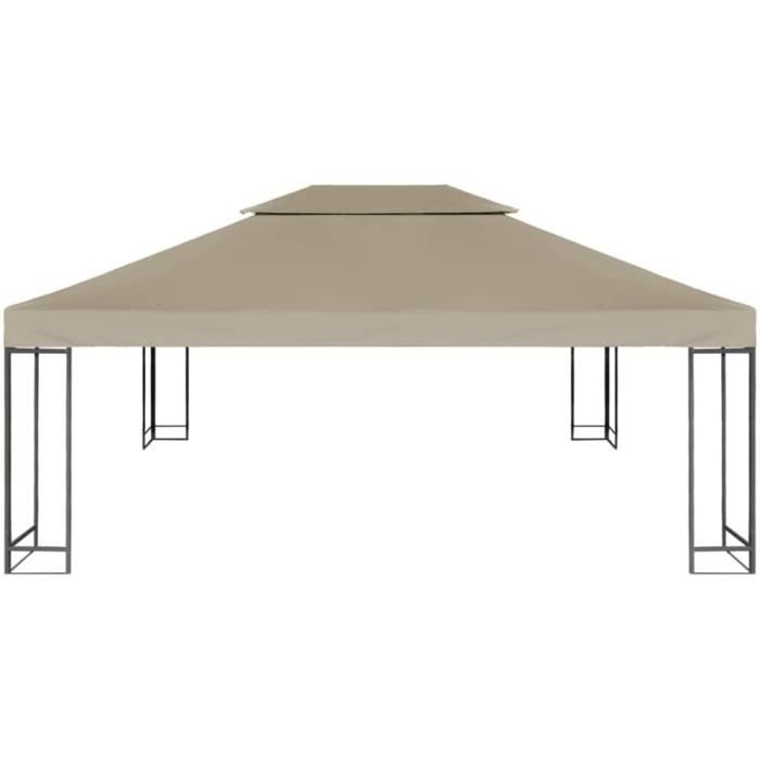 Toile Pergola 3x3m Imperméable Anti-UV | Toit Remplacement Gazebo Tonnelle | Polyester 300D 2 Étage
