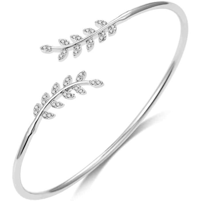 Bracciale A Maglie Placcato Argento Con Cristallo Trasparente - Regolabile Con Catena Di Estensione 3,5 Cm - 4