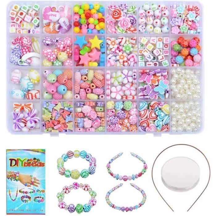 Kit De Perles UUEMB – 550+ Perles Formes Variées (alphabet, Cœur, étoile…) – Bijoux DIY Bracelets, Colliers, Bandeaux – Dès 5 Ans