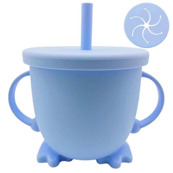 Tasse D Apprentissage Bebe Gobelet Coupe De Paille En Silicone Avec Poignees Tasse A Eau Pour Enfants Securite Bleu Clair Cdiscount Puericulture Eveil Bebe