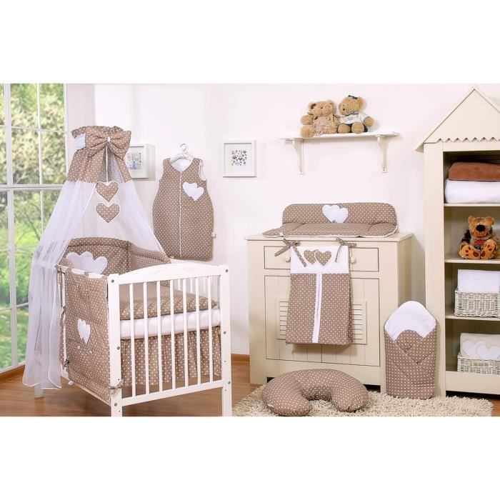 Parure Lit Bebe 1 60 Ou 140 70 Marron A Pois Cdiscount Puericulture Eveil Bebe