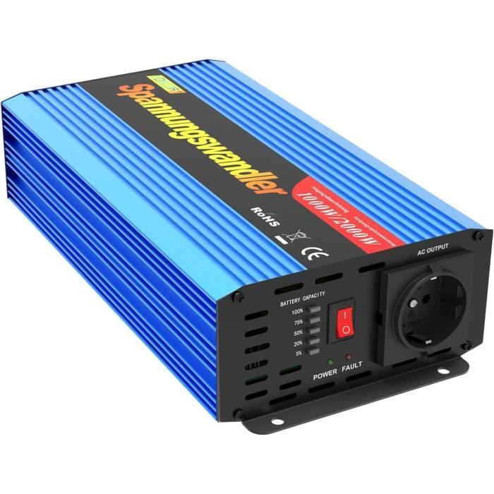 Onduleur De Secours Kemot PROsinus-2600 - Onde Sinusoïdale Pure 1800W - Fonction Charge Batterie 24V - Noir