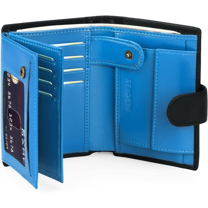 Portefeuille Homme Cuir PU – 8 Emplacements Cartes – Protection RFID – Compartiment Monnaie Zippé – Cadeau Élégant Noir