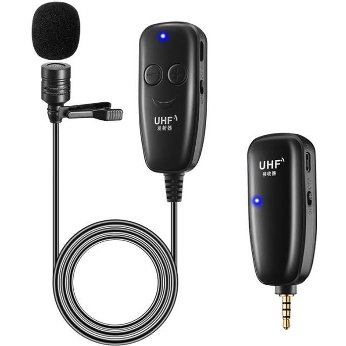 Bedler Système de microphone UHF sans fil 2 émetteur et 1 récepteur instrument de musique cravate micros cravate pour smartphone haut-parleurs dordinateur caméras présentation denseignement 