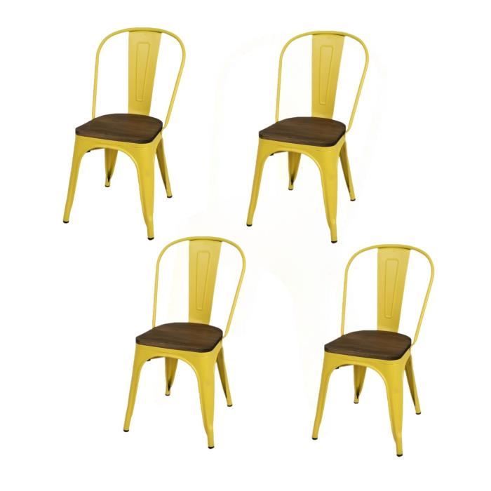 urban living - lot de 4 chaises vintage liv h84 cm - jaune