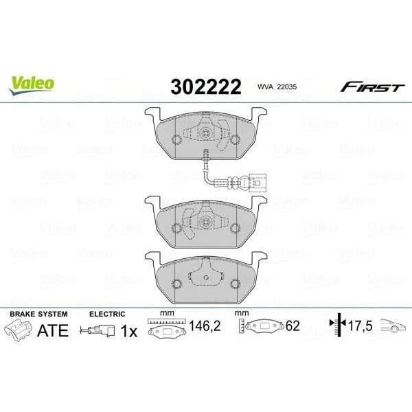 Plaquette de frein gamme first Audi A3 10.13>05.15 - VALEO - 302222