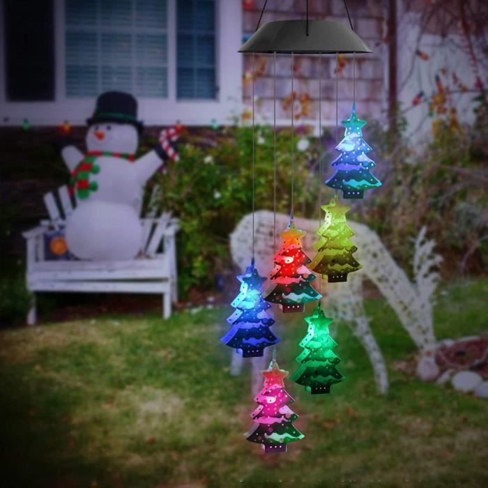 Carillon Éolien Solaire Crâne Halloween - Décoration Jardin Éclairage Effrayant 63.5cm