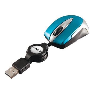 VERBATIM Mini Souris de voyage – Filaire – Optique – 2 Boutons – PC – Bleu