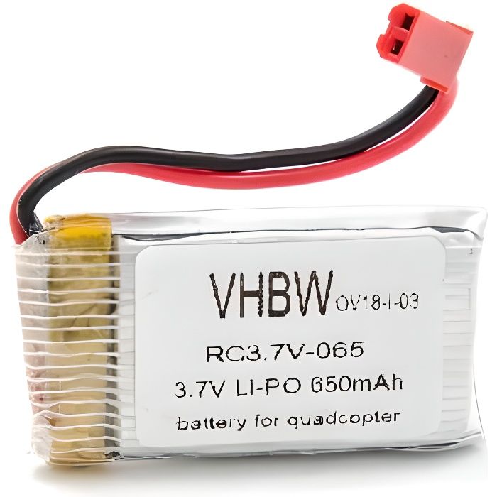 vhbw universal Li-Ion Batterie 650mAh (3.7V) pour modèle réduit par exemple hélicoptère drone, quadriroto.