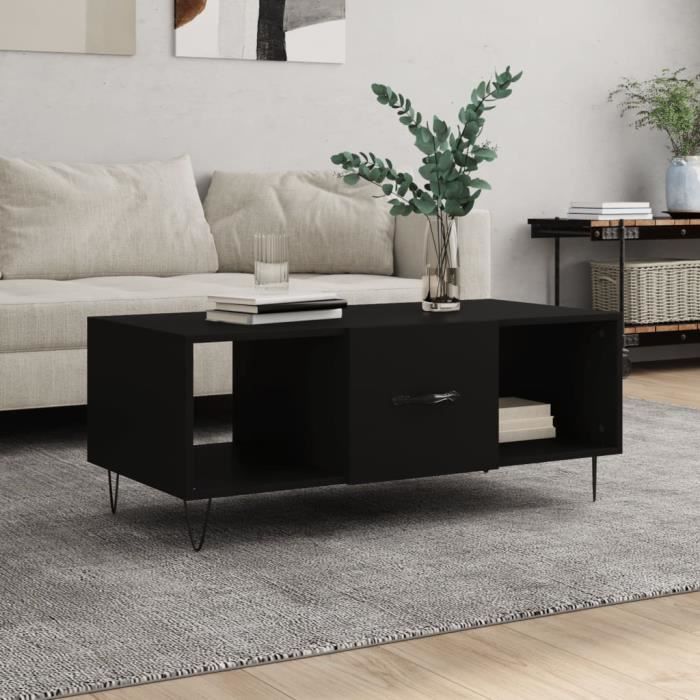 vidaXL Table basse noir 102x50x40 cm bois dingénierie 829293