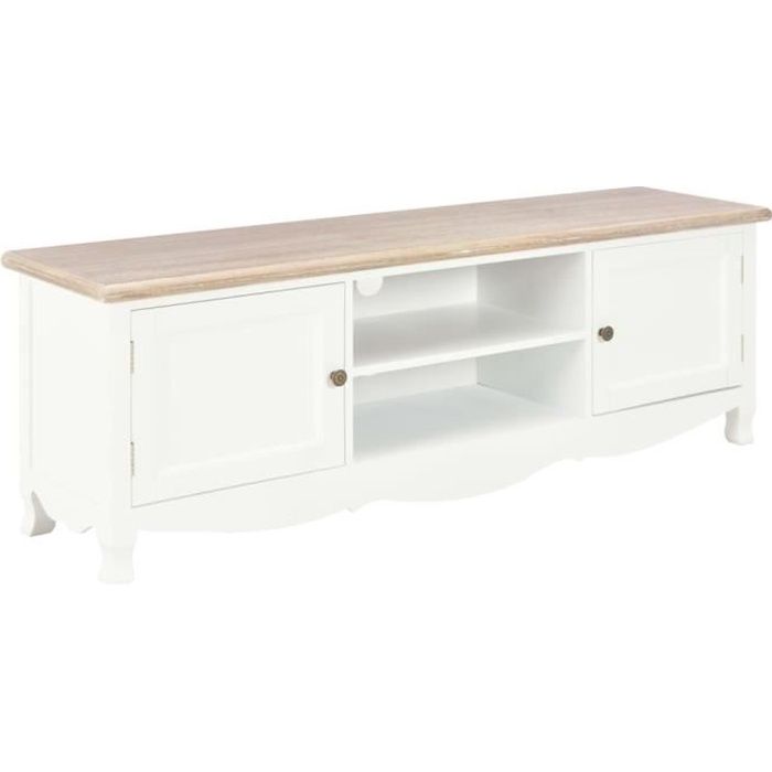 Vidaxl Meuble Tv Blanc 120 X 30 X 40 Cm Bois Cdiscount Maison