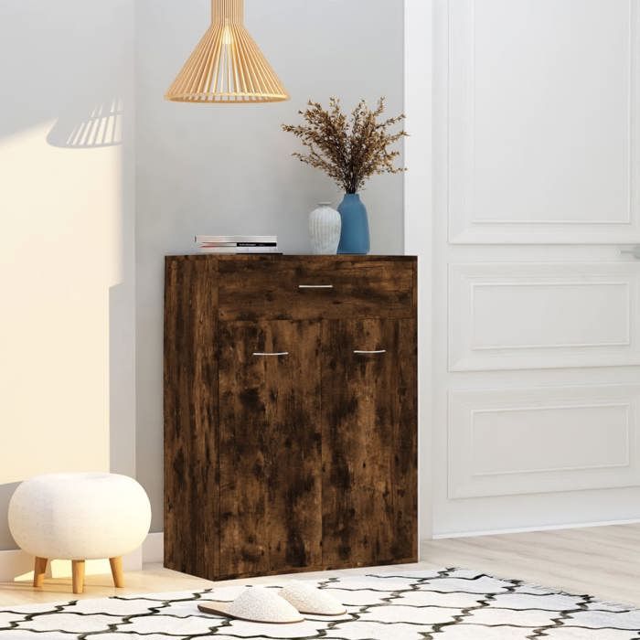 815417 vidaXL Armoire à chaussures Chêne fumé 60x35x84 cm Bois dingénierie