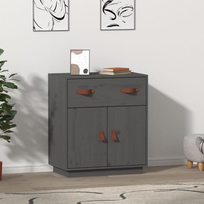 vidaXL Buffet Gris 655x40x75 cm Bois massif de pin 820129