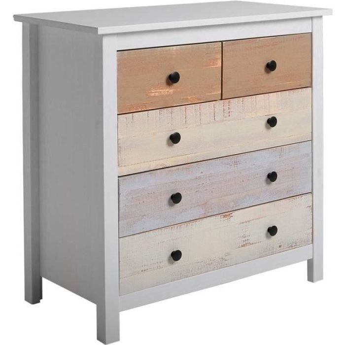 VS Venta-stock Commode 4 tiroirs Saona Blanc Fabriqu/é en Bois de pin Massif