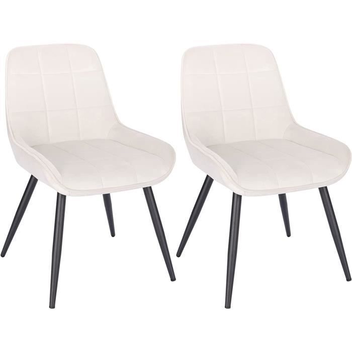 WOLTU Chaises de Salle à Manger Lot de 2 Chaises Relaxantes en Velours Ergonomiques avec Dossier Crème Blanc BH331cm-2