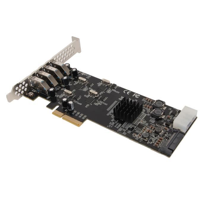 SupaHub - Carte PCI-E Vers USB 3.0 - 5 Ports USB 3.1 Gen1 (dont 2 En Façade) - Bande Passante 5 Gbps - Pour PC Bureau