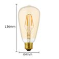 2X E27 Ampoule Edison Retro 4W Lampe à Filament LED ST64 Dimmable Ampoule de Filament Blanc Chaud 400LM Tungsten Ampoule AC220V-1