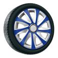 NRM Kit d'enjoliveurs de roues 15" argent et bleu 4 PCS Set ABS Universel-1