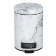 WENKO Mini Poubelle salle bain Onyx, poubelle à pédale, capacité 3L, acier effet "marbre", 17x25x22,5 cm, gris-1