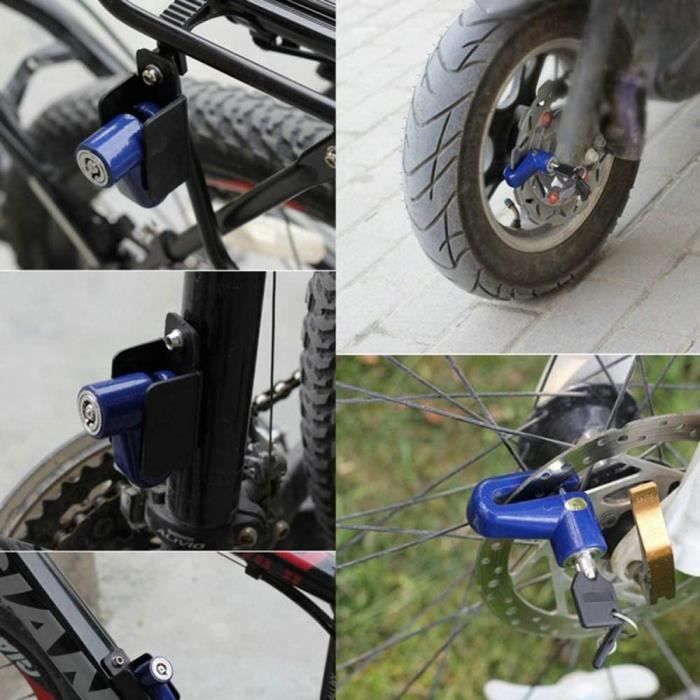 Antivol verrouillage à disque moto vélo roue de sécurité frein à disque  serrure étanche cadenas cyclisme Rotor frein à disque serrure de roue avec  deux clés 