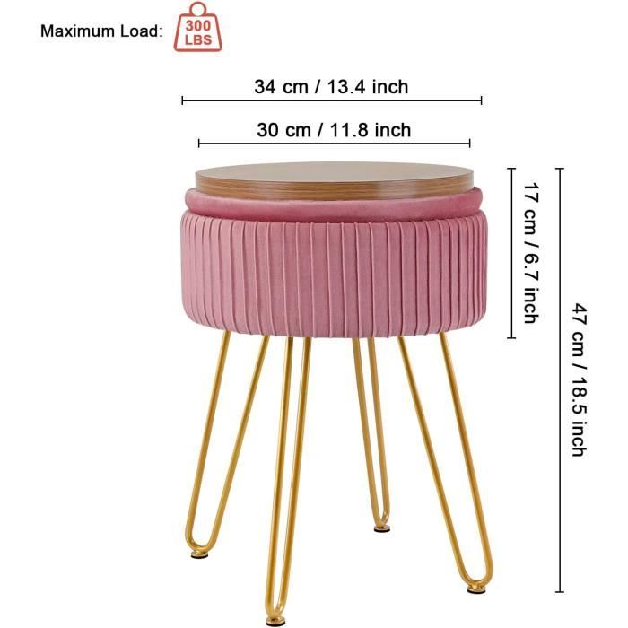 Chaise De Coiffeuse Ronde En Velours À Rayures Avec Repose-Pieds Rembourré Pour Maquillage