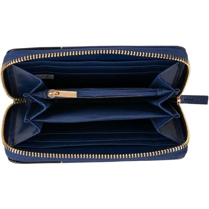 DRAEGER PARIS Portafoglio Donna - Verde Turchese Con Dettagli Oro - Multi Scomparti