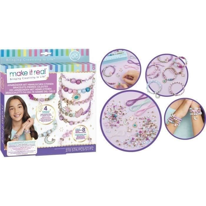 Kit Création De Bracelets Fluo Make It Real - Perles, Breloques & Pompons Pour Enfants Dès 8 Ans