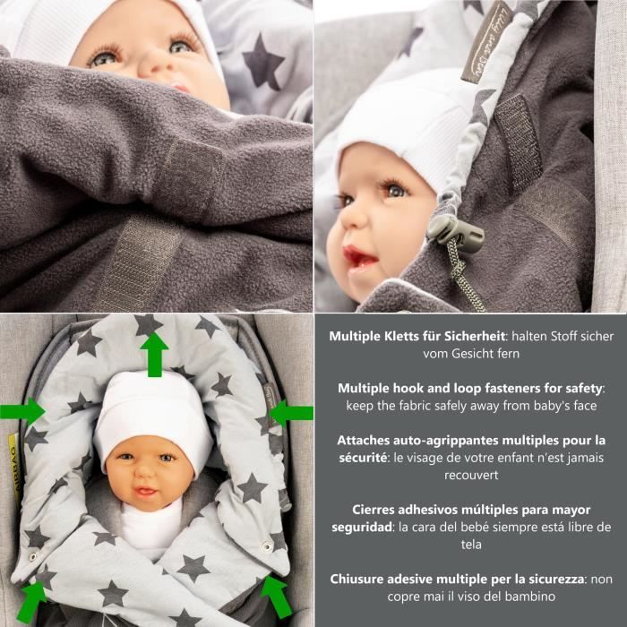 Chancelière d'hiver porte-bébé Grise couverture Lavable rembourrée pour  poussette Siège-auto - Cdiscount