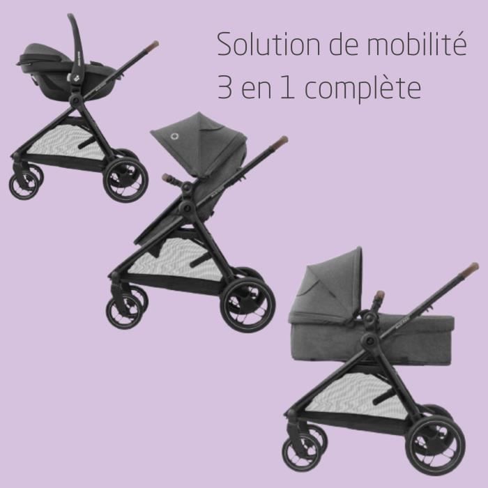 MAXI-COSI Poussette 3 en 1 ZeliaS iSize-Nacelle+Siège auto Cabriofix S  iSize+Sac à langer+habillage pluie.De naissance jusqu'à 22Kg - Cdiscount  Puériculture & Eveil bébé