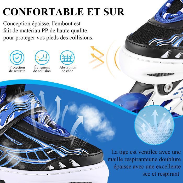 Rollers évolutifs 3 Roues Bleu Taille 27-30 - La Grande Récré