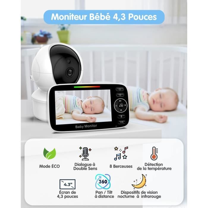 IeGeek Top 2K/5 HD écran Babyphone Caméra Bebe, Baby Phone Vidéo connecté  Smartphone Visiophone Bébé avec Vision Nocturne Audio - Cdiscount  Puériculture & Eveil bébé