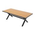 Salle à manger de jardin en aluminium : une table L.220 cm et 8 fauteuils empilables - Anthracite et naturel clair - INOSSE de MYLIA-2