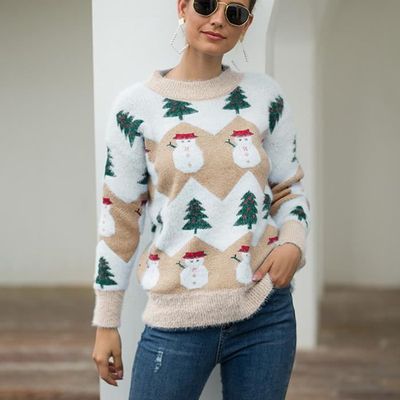 Robe Sweat De Noël Pour Femme – Motif Père Noël, Rennes – Polaire Coton, Capuche, Poches – Taille Normale
