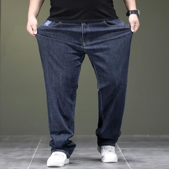 Tacniseyw Jean Décontracté Pour Homme - Jambe Large - Extensible - Taille élastique - Jean Baggy - Jambe Droite - Avec Poches - Pantalon En Coton Respirant - Durable - Pour Le Printemps Et L'automne