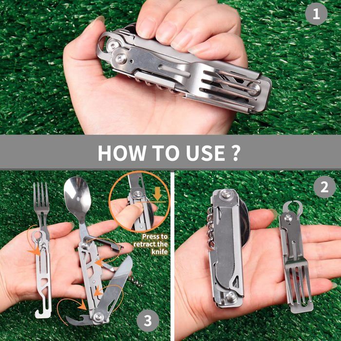Couteau Avec Fourchette Et Cuillère Pliable