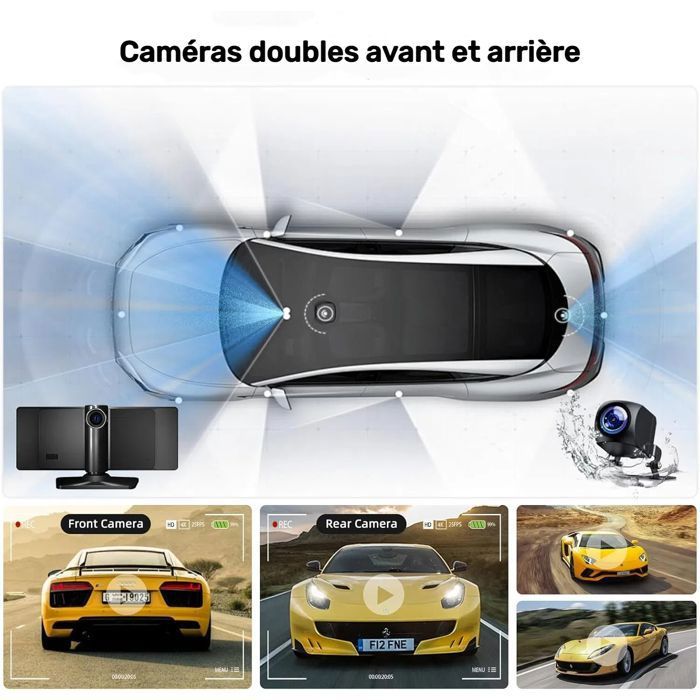 Écran Voiture 10,26" CarPlay & Android Auto – Avec Caméras Avant 4K Et Recul 1080P, GPS, 64Go