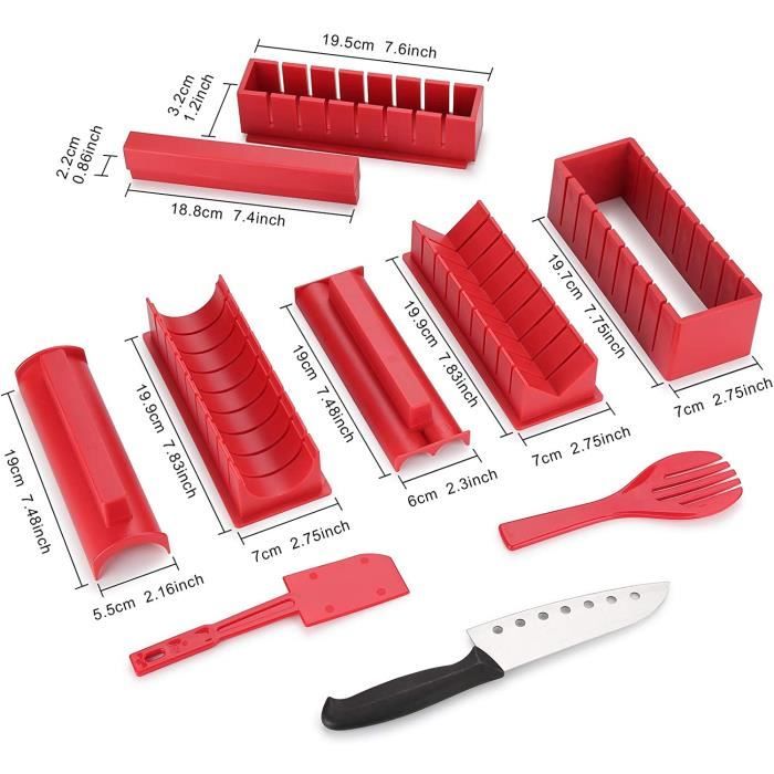 AGPTEK Sushi Maker Appareil et Moules à Sushi Kit de Préparation à Sushi et  Maki 11 pièces avec couteau expert pour Sushi, Kit Sushi : :  Cuisine et Maison