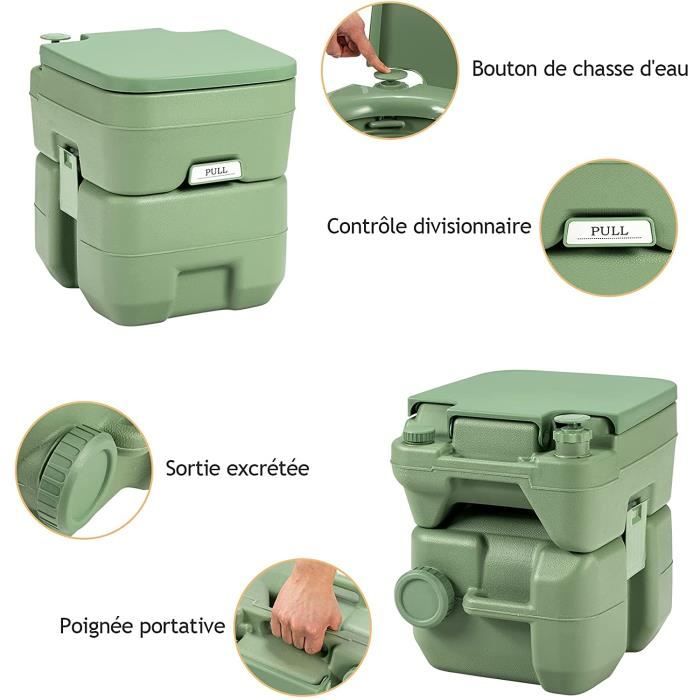 GOPLUS 20L WC Portable de Camping, Toilette Chimique Portable pour  Caravanes Hôpital Voyage, 41x35x41 CM, Gris - Cdiscount Bricolage
