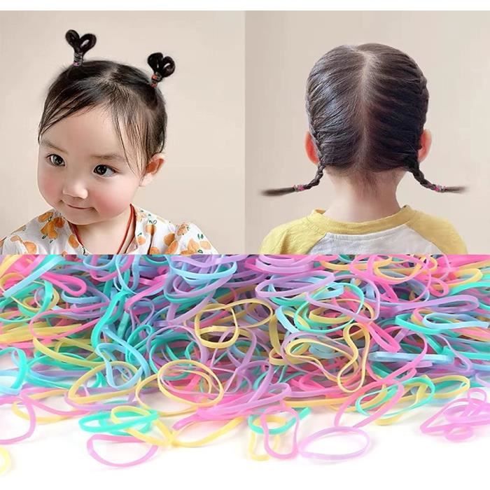 1000 Pièces Bandes de Caoutchouc Multicolore,elastique cheveux fille,petits elastiques  cheveux,Bandes de Tressage de Cheveux Souples - Cdiscount