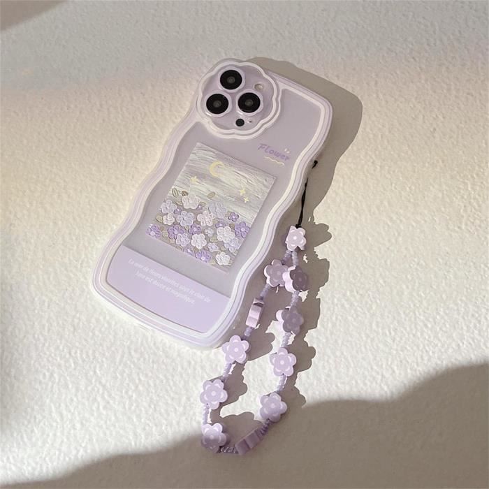 Coque IPhone 11 Yirlbey Avec Cordon - Transparente Fleurs - Compatible MagSafe - Housse PC/Silicone - Lanyard Réglable