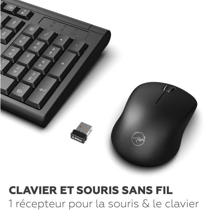 LeadsaiL Ensemble Clavier Souris Sans Fil AZERTY France - Ergonomique, Silencieux, 2.4GHz Avec Récepteur USB