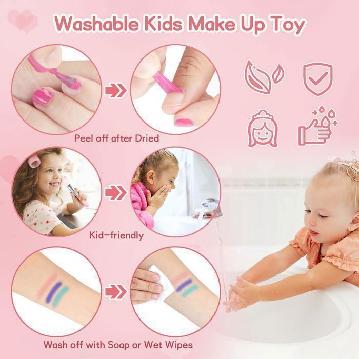 Jouet Filles Ensemble de Maquillage Enfants 50 PCS Trousse de Maquillage Cosmetique Lavable Jouet de Maquillage Cdiscount Jeux Jouets