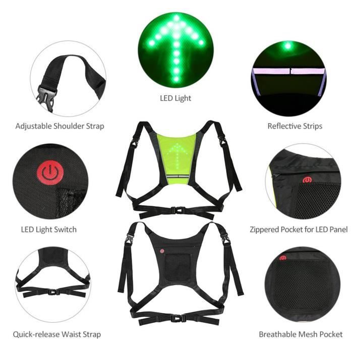 V lo R fl chissant Gilet Lumi re Sac Dos LED Sans Fil S curit