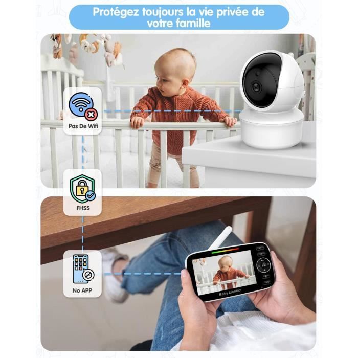 Babyphone Vidéo sans Fil Caméra Bébé avec écran LCD 4,5” - BLEOSAN